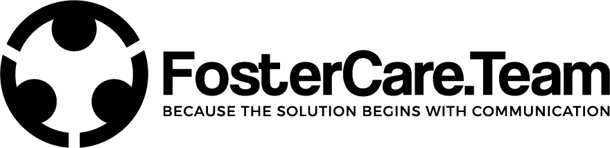 Black text FosterCare.Team horizontal logo on a white background with the tag line